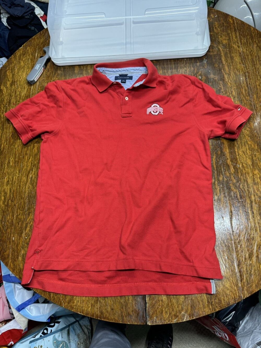 Tommy Hilfiger x Ohio State Buckeyes Polo Shirt Red Men's Size Large